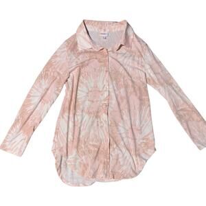 Lularoe pink tye dye button front shirt woman’s size small
